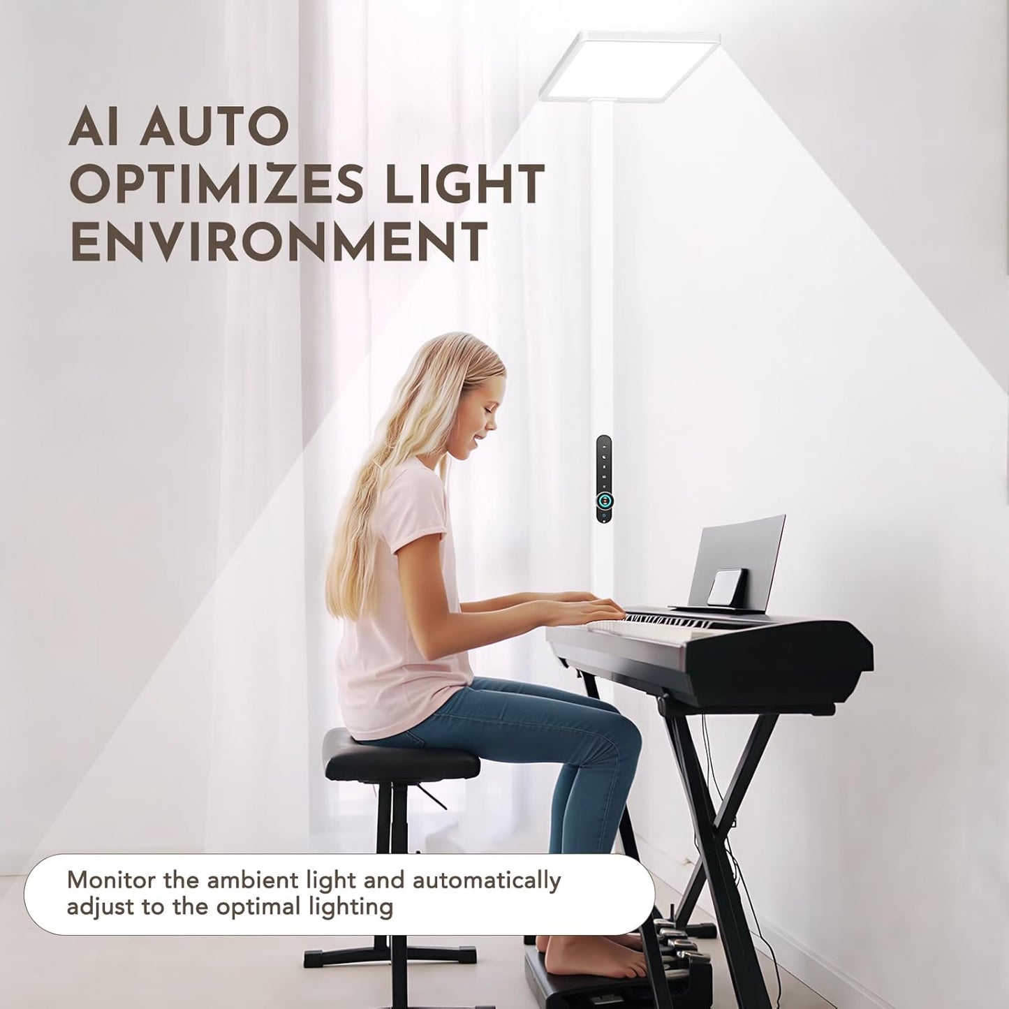 Lampada da terra LED 120W con Sensore di Movimento – Luce Spettro Completo 10500 lm, 4000K Luce Diurna