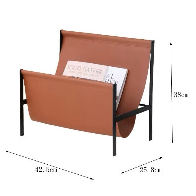 Portariviste Moderno Luca in Metallo e Pelle – Accessorio Design Casa