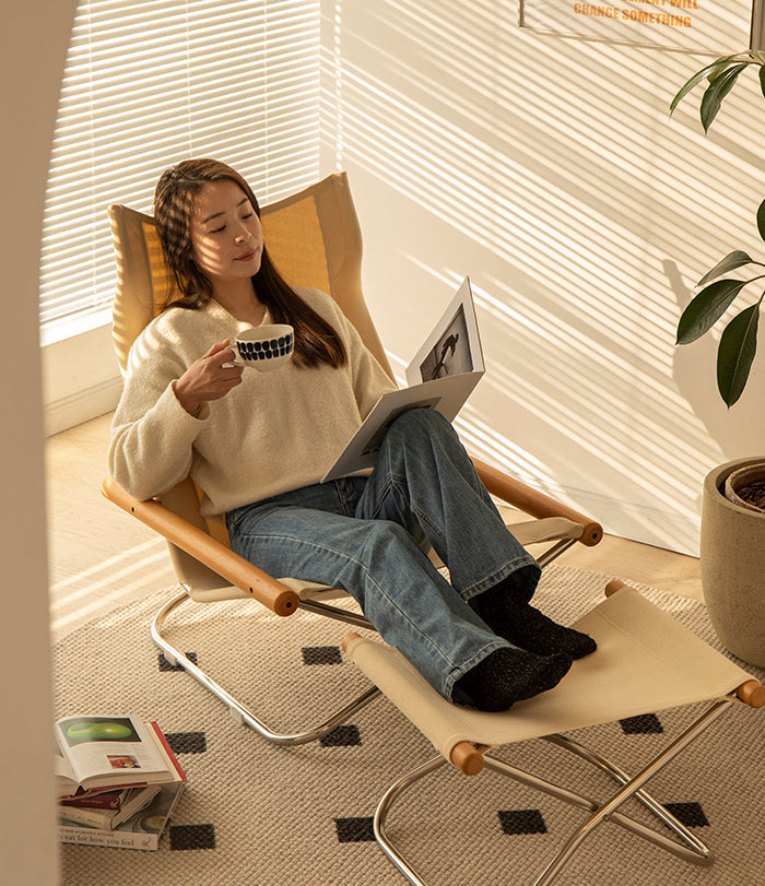 Sedia Pieghevole di Design Nychair X Lounge Chair in Legno di Faggio