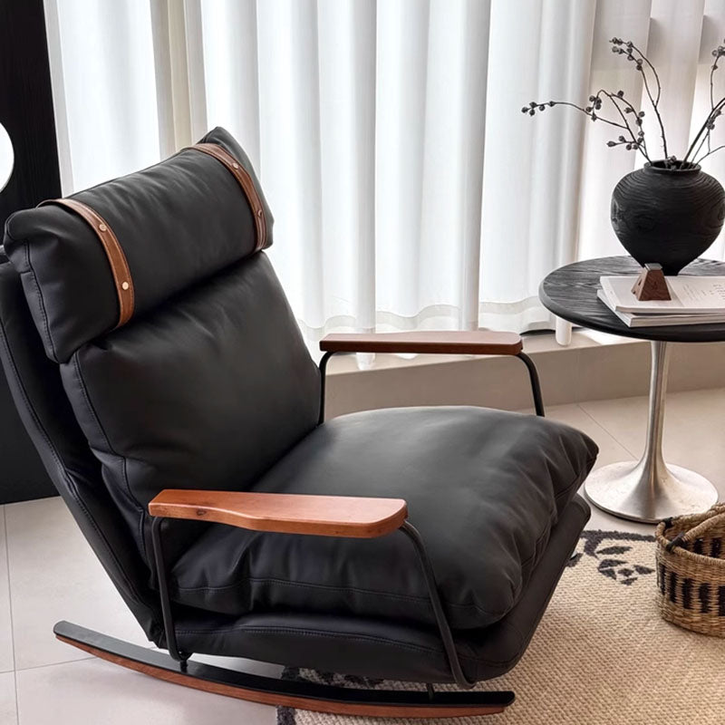 Sedia a Dondolo Vintage in Pelle – Design Retrò Francese