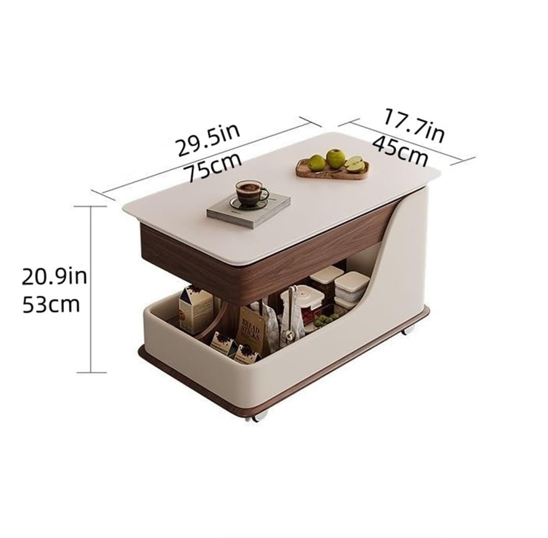 Tavolino da Salotto con Ruote ROYA – Tavolino da Caffè Mobile e Moderno