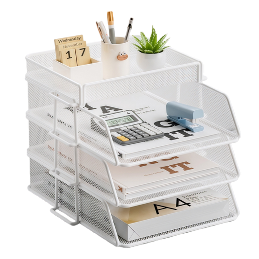 Portadocumenti da scrivania in metallo bianco Cameron – Organizer ufficio moderno