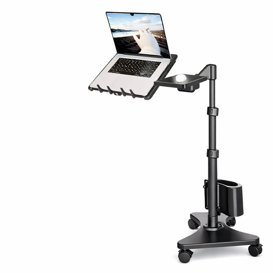 Supporto porta PC mobile con braccio regolabile – Postazione laptop con ruote per Home Office