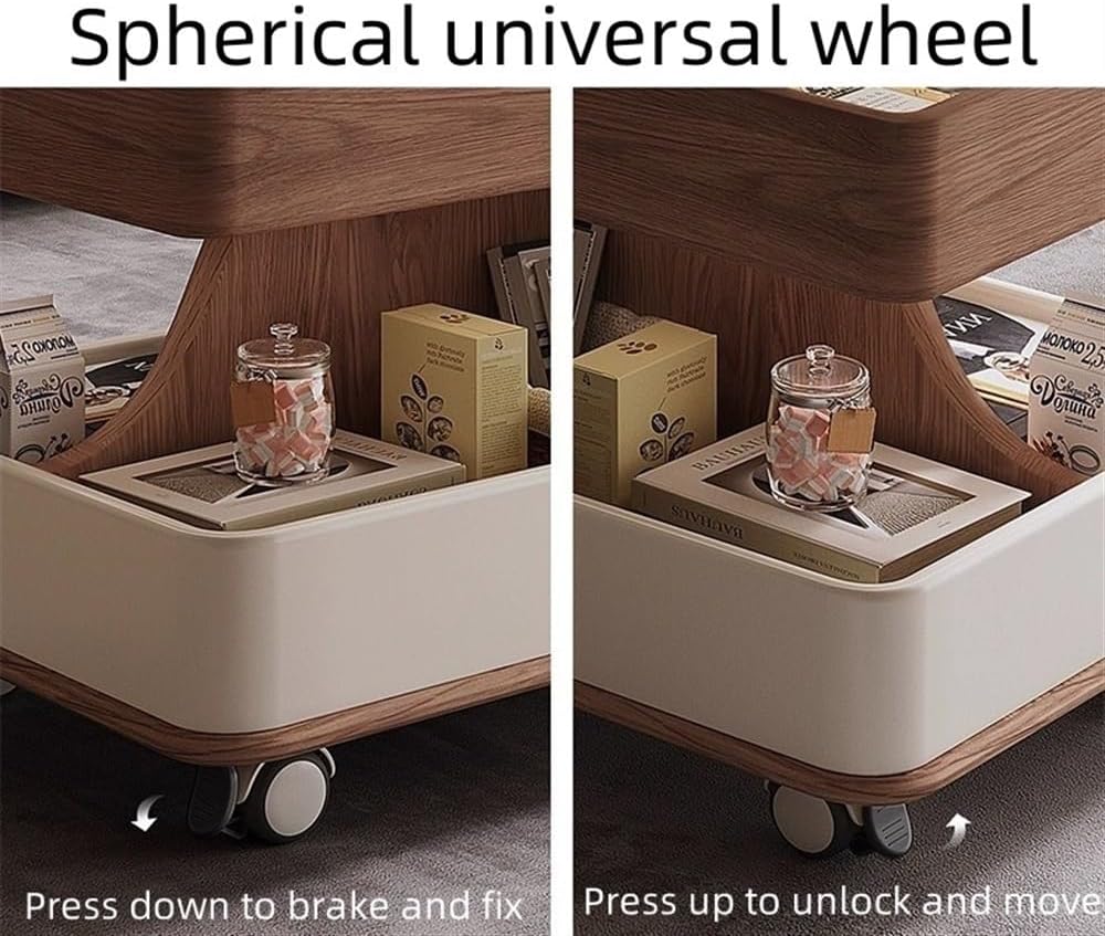 Tavolino da Salotto con Ruote ROYA – Tavolino da Caffè Mobile e Moderno