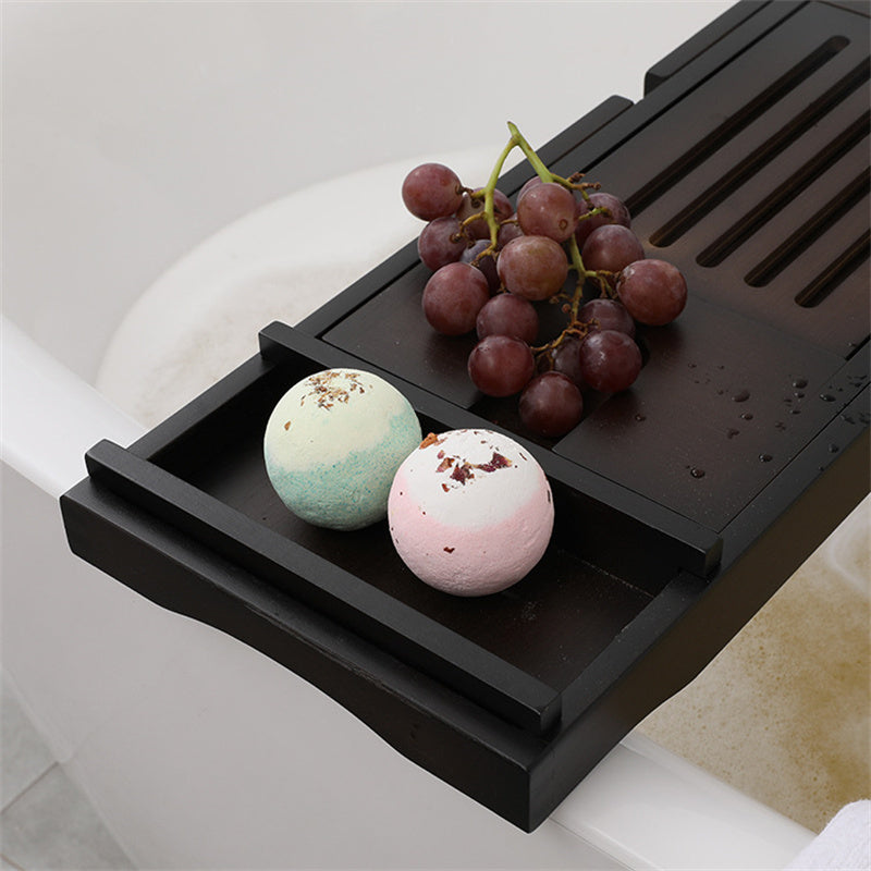 Mensola per Vasca da Bagno Estensibile in Legno – Marrone