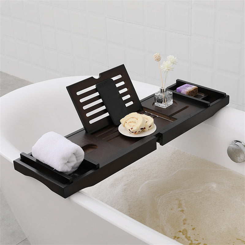 Mensola per Vasca da Bagno Estensibile in Legno – Marrone