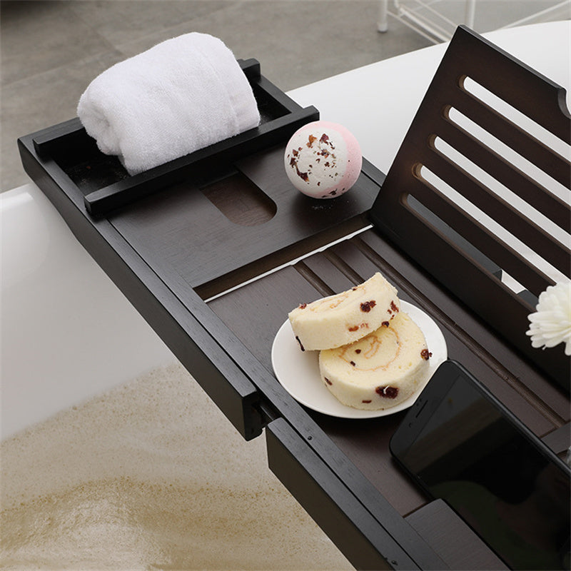 Mensola per Vasca da Bagno Estensibile in Legno – Marrone