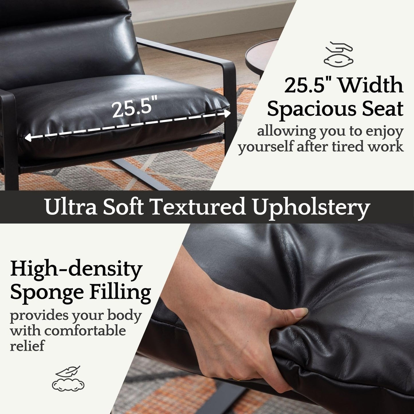 Poltrona Lounge Moderna con Imbottitura Spessa – Poltrona Relax Design