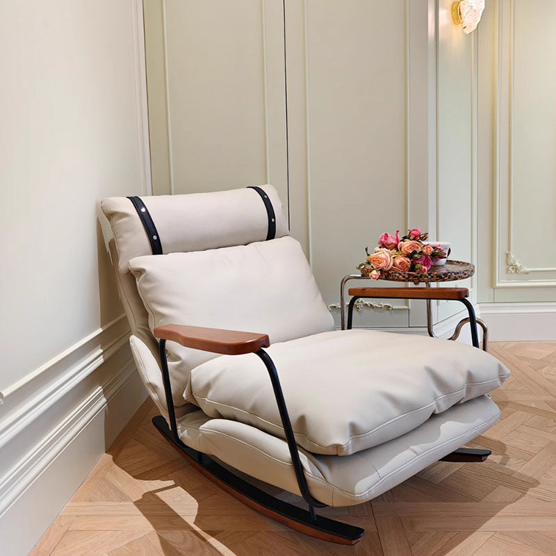 Sedia a Dondolo Vintage in Pelle – Design Retrò Francese