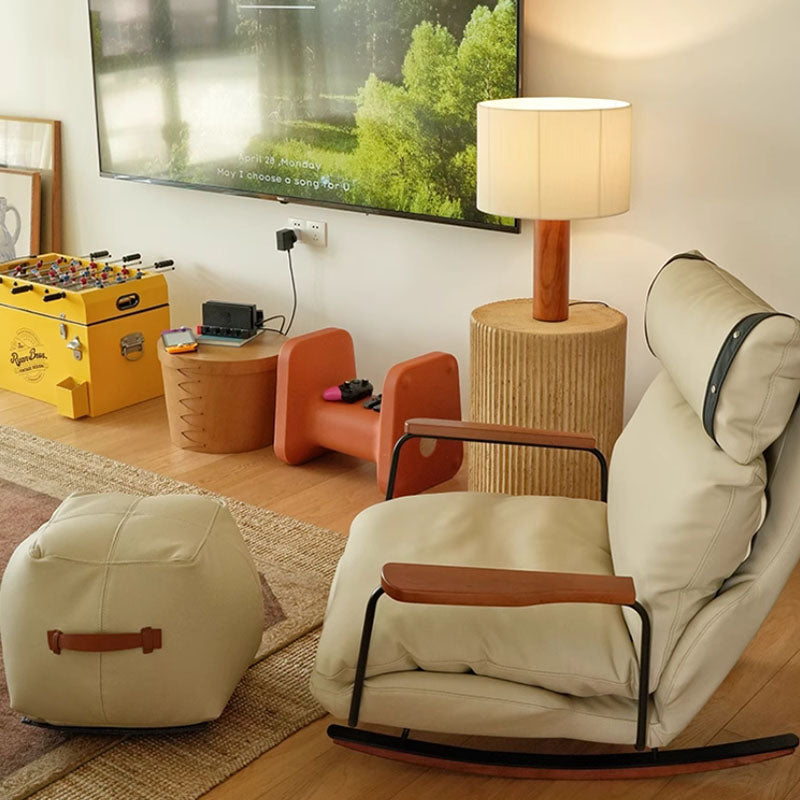 Sedia a Dondolo Vintage in Pelle – Design Retrò Francese