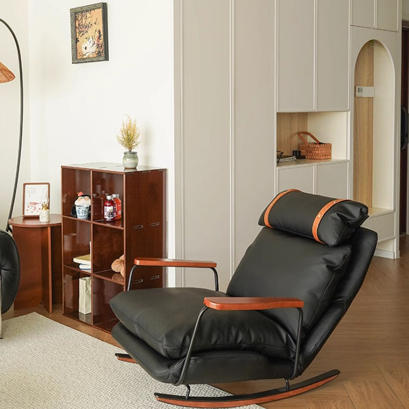 Sedia a Dondolo Vintage in Pelle – Design Retrò Francese