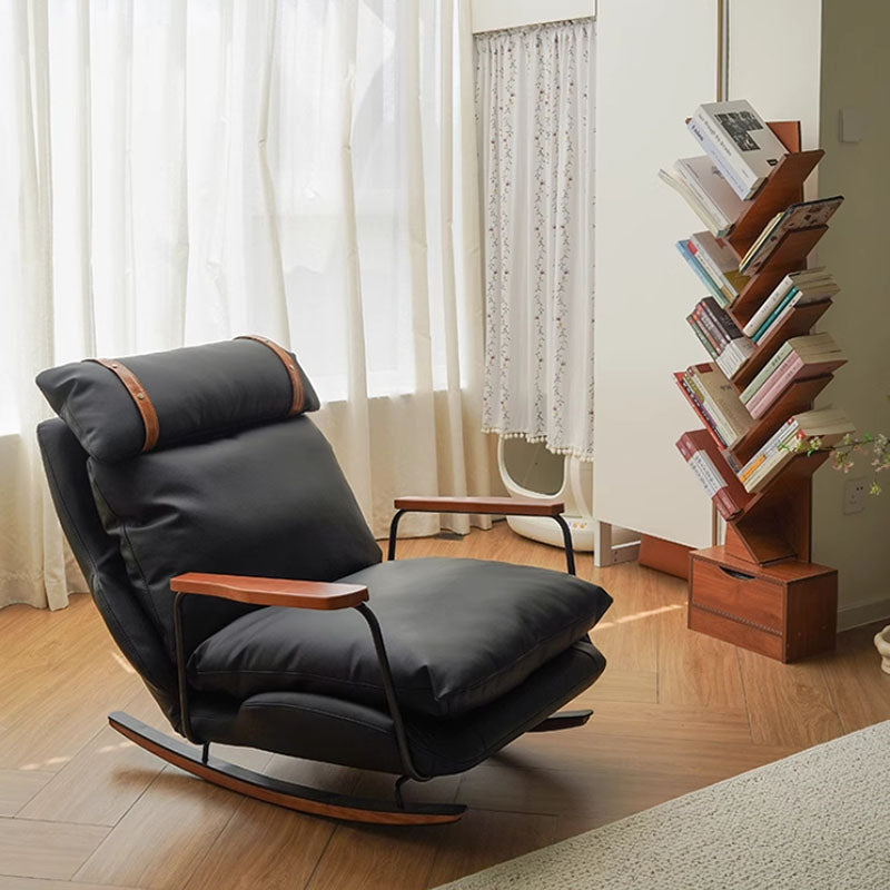 Sedia a Dondolo Vintage in Pelle – Design Retrò Francese